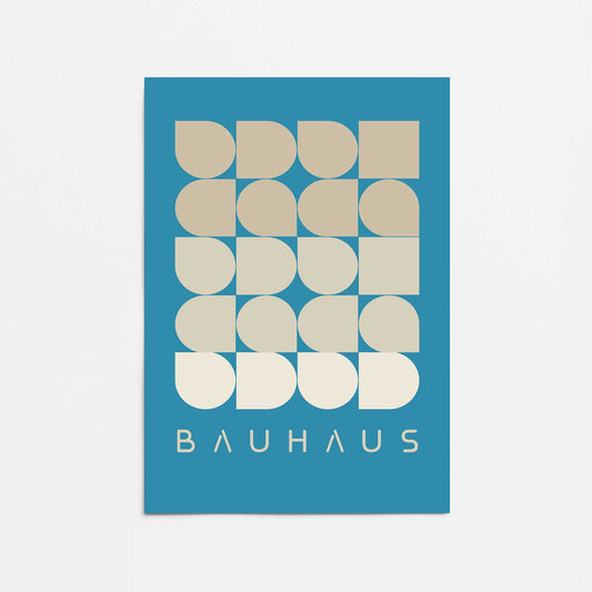 Teal and Cream Bauhaus Geometry Promotional Rolled Print