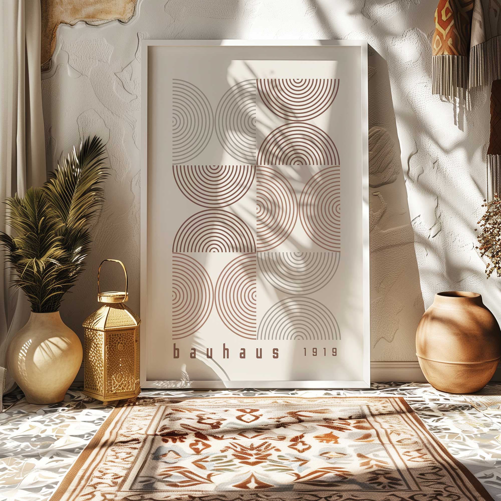 Brown Bauhaus Composition Poster I Print – Frametolia.