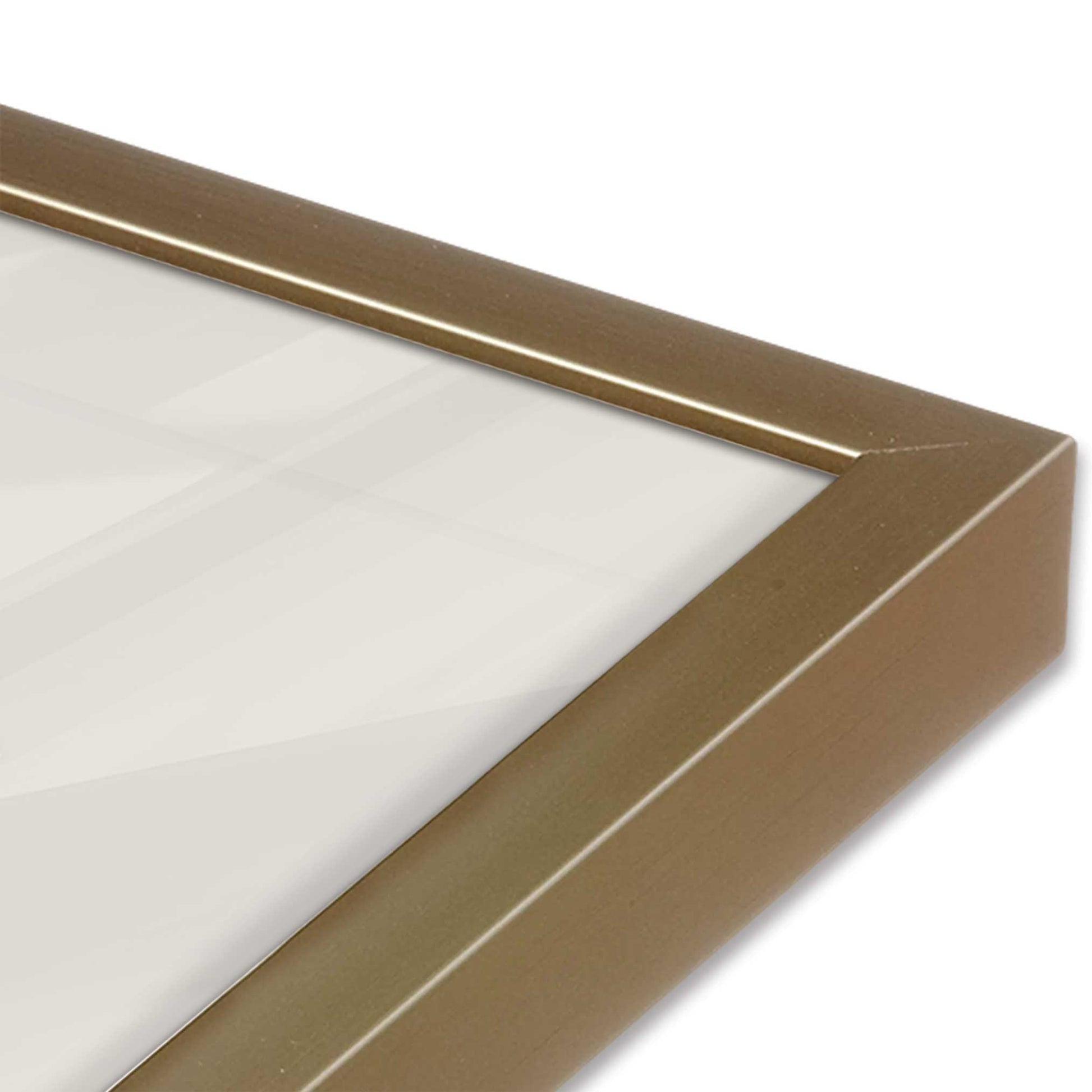 [Color:Brushed Gold], Picture of art in a Brushed Gold frame at an angle