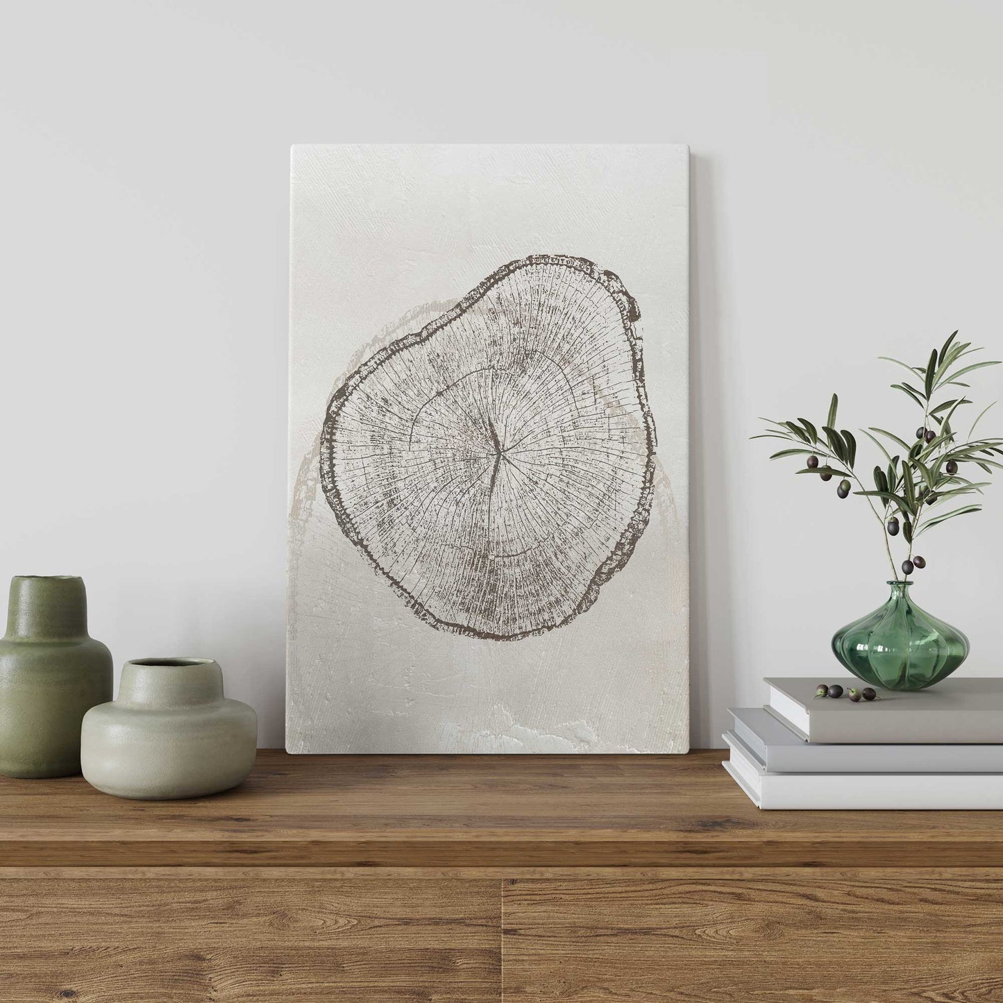 Beige Tree Ring Print II on Canvas