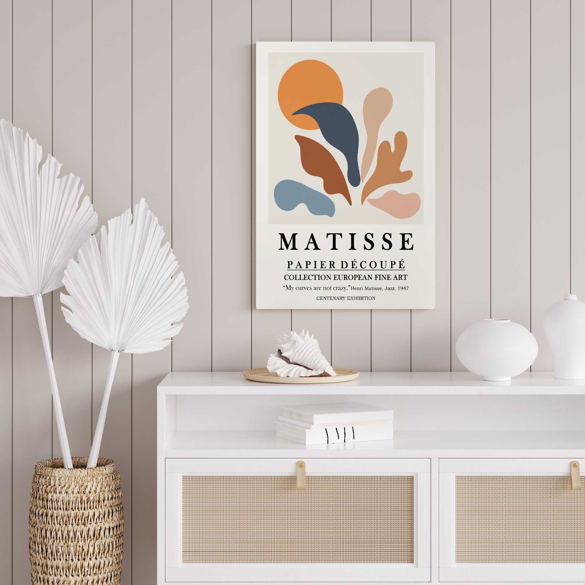 Matisse poster on canvas on a dining room wall