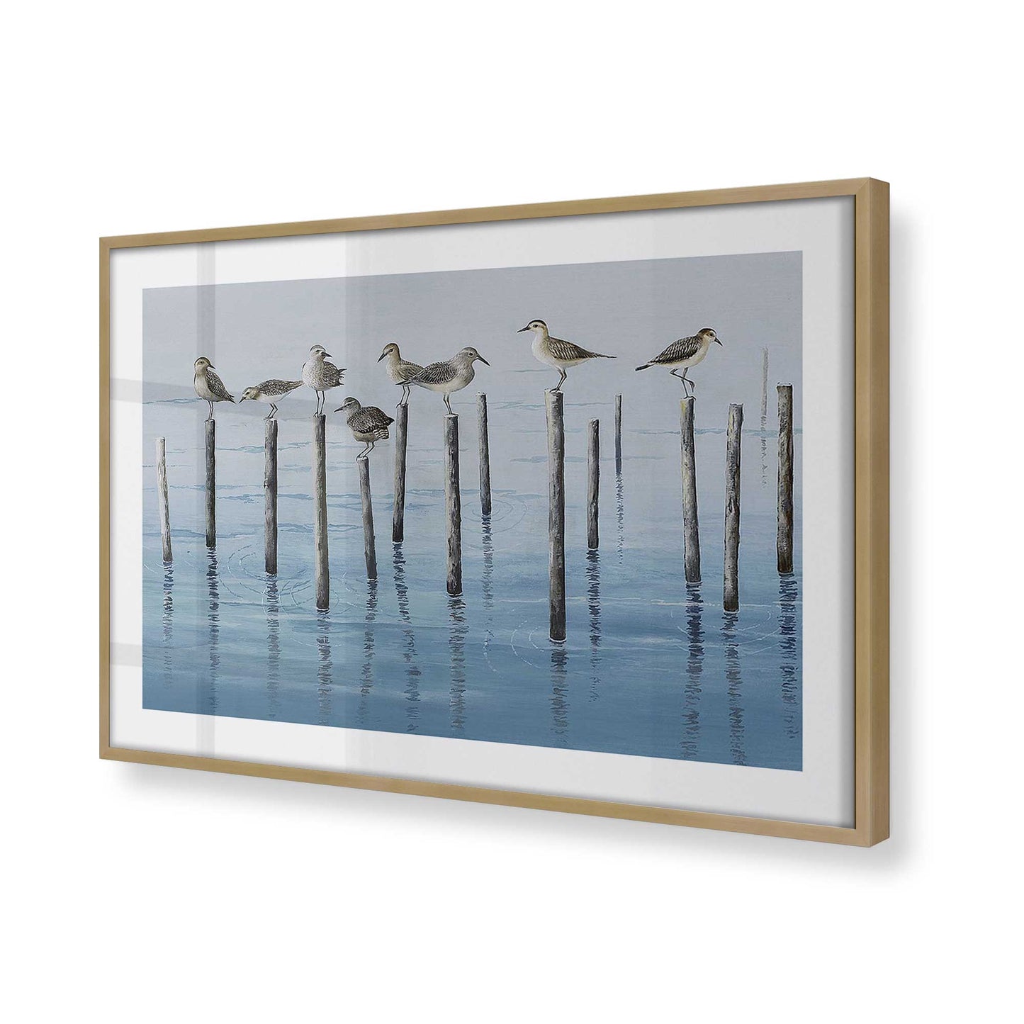 [Color:Brushed Gold], Picture of art in a Brushed Gold frame at an angle