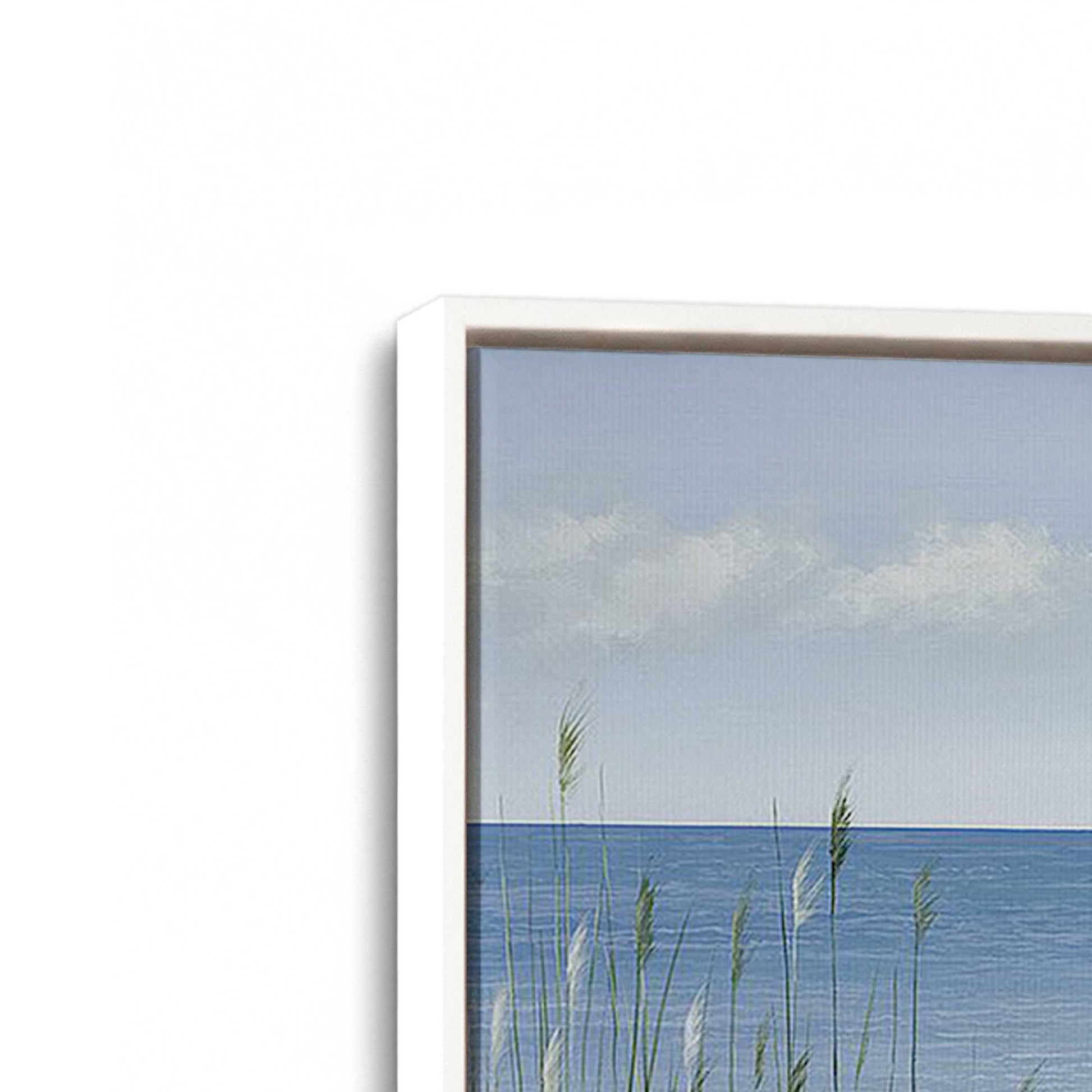 [Color:White], Picture of art in a White frame at an angle