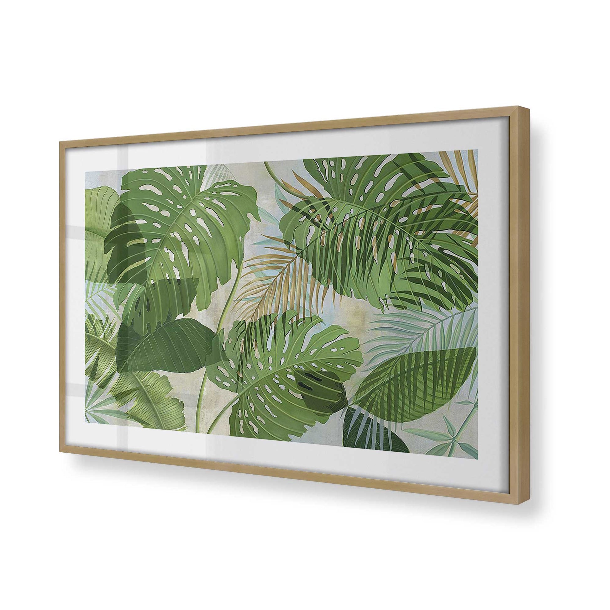 [Color:Brushed Gold], Picture of art in a Brushed Gold frame at an angle