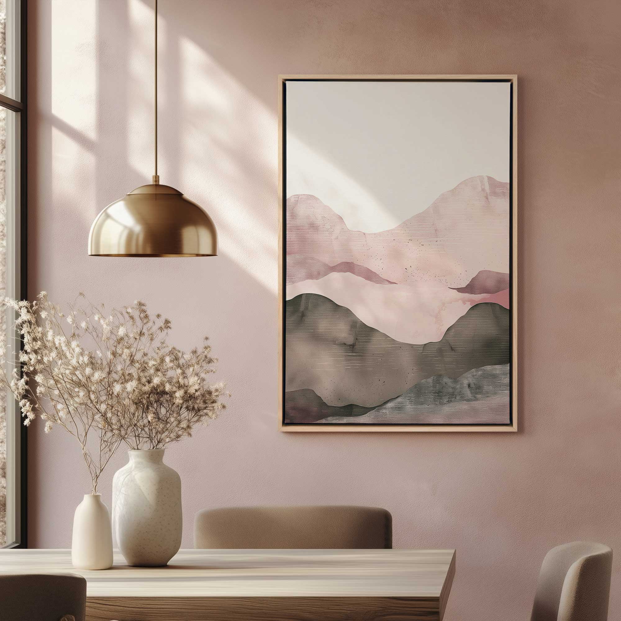 Ametrine Dusk canvas print hanging in bright dining room