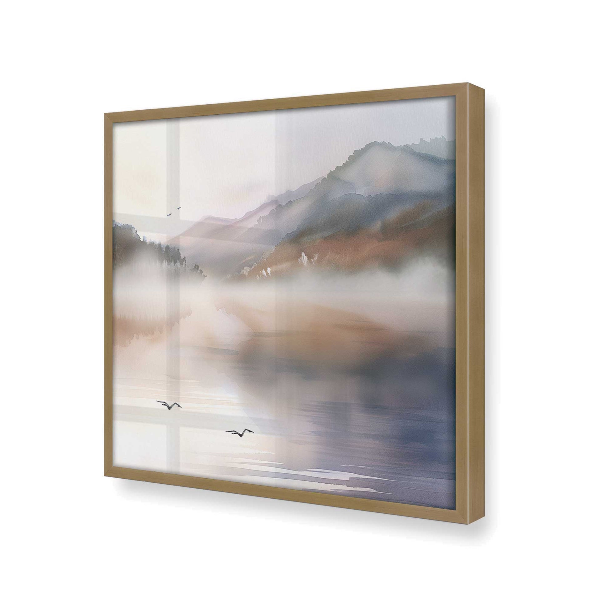 [Color:Brushed Gold], Picture of art in a Brushed Gold frame at an angle