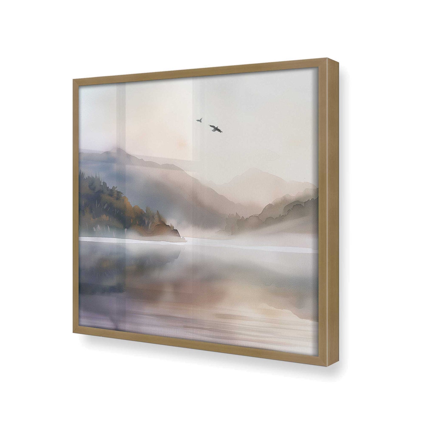 [Color:Brushed Gold], Picture of art in a Brushed Gold frame at an angle