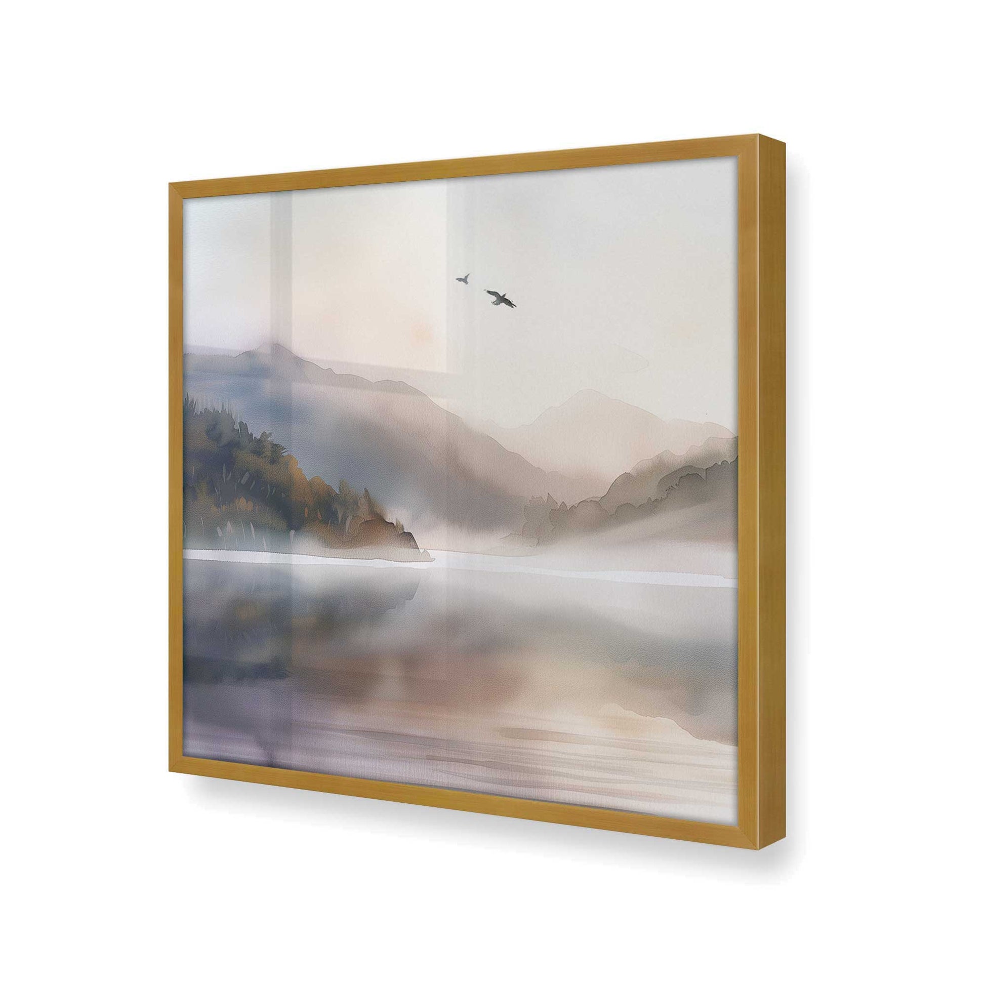 [Color:Polished Gold], Picture of art in a Polished Gold frame at an angle