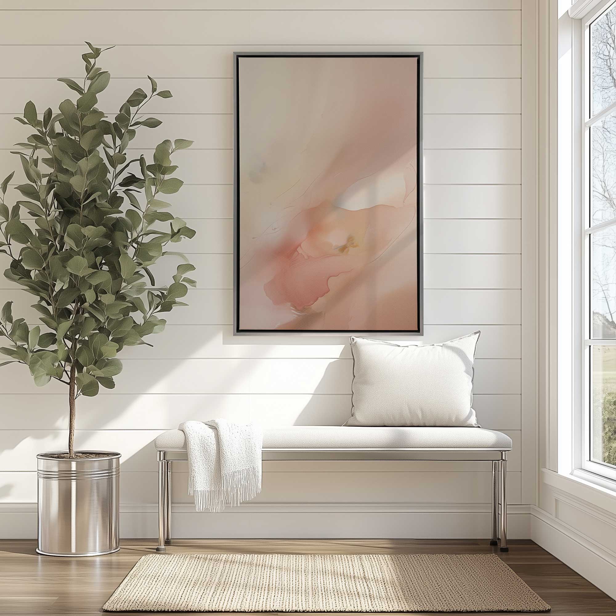 pastel paradise delight II canvas print in a silver floater frame