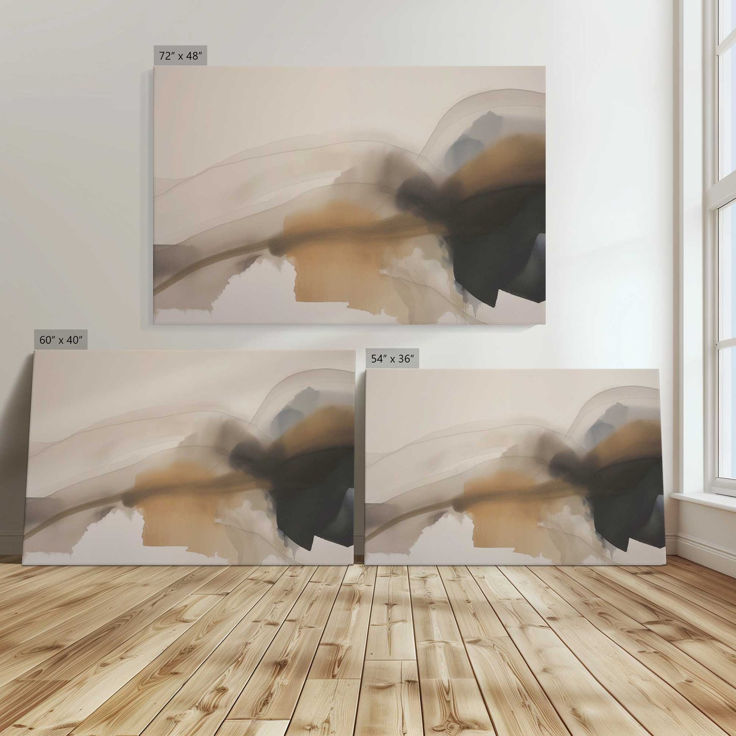 [Color:Stretched Canvas], Image showing the size comparisons