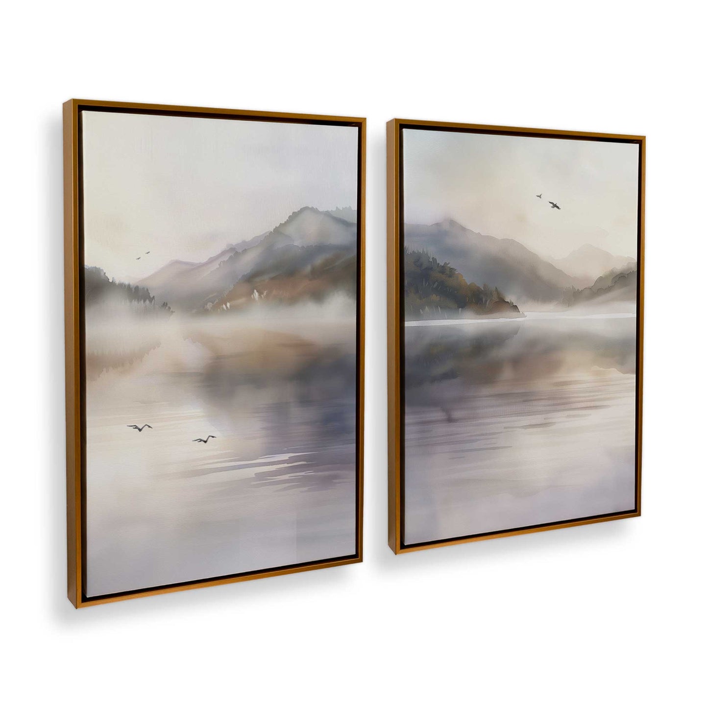 [Color:Polished Gold], Picture of art in a Polished Gold frame at an angle