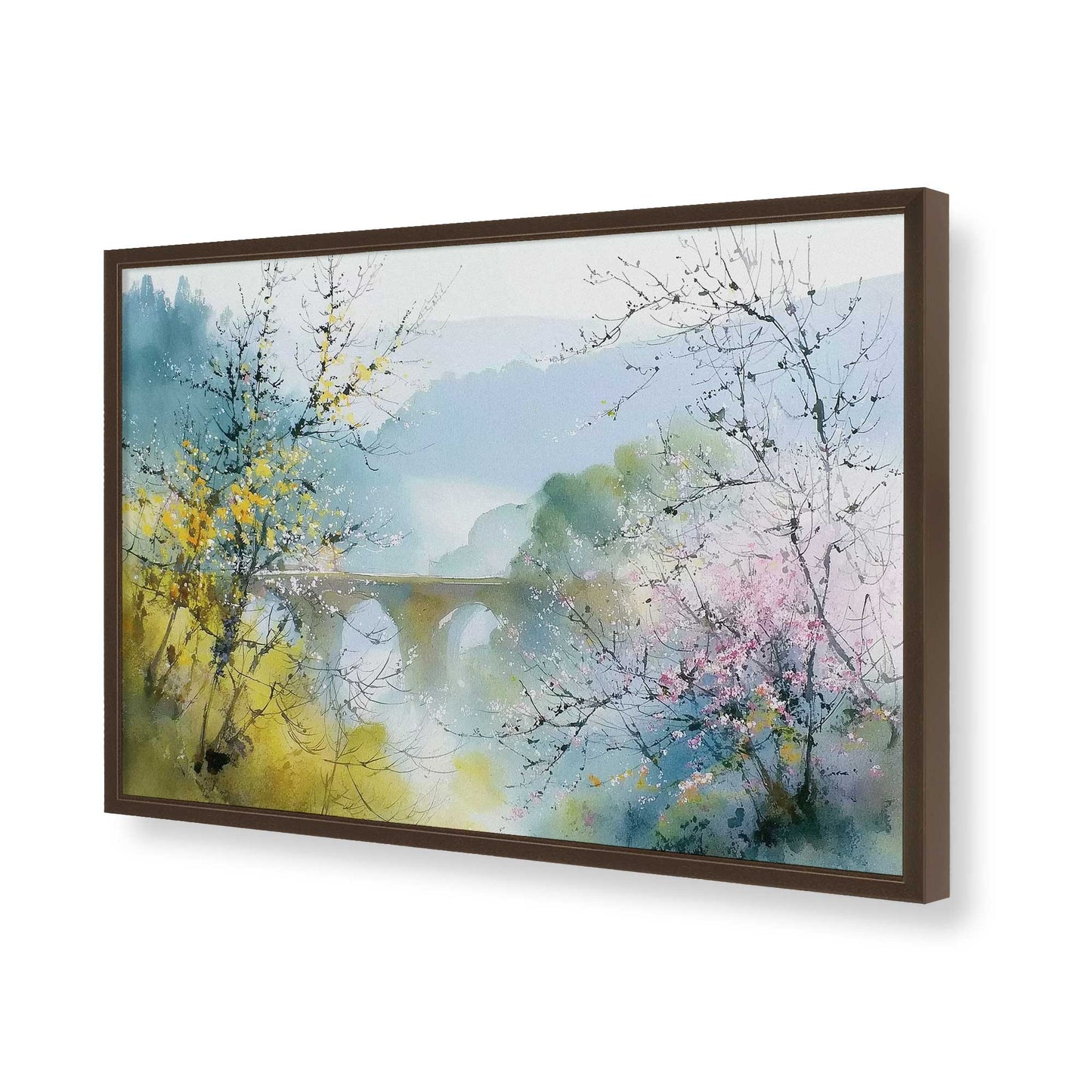 [Color:Brown], Picture of art in a Brown frame of the corner