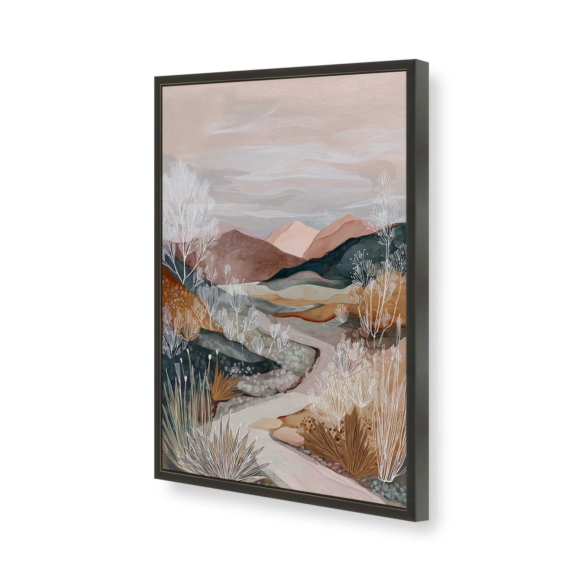 [Color:Satin Black], Picture of art in a Satin Black frame of the corner