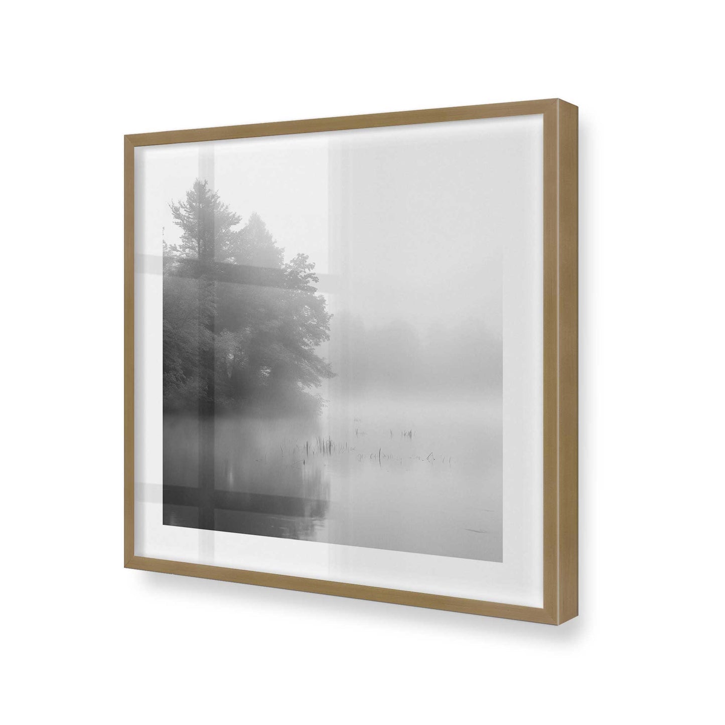 [Color:Brushed Gold], Picture of art in a Brushed Gold frame at an angle