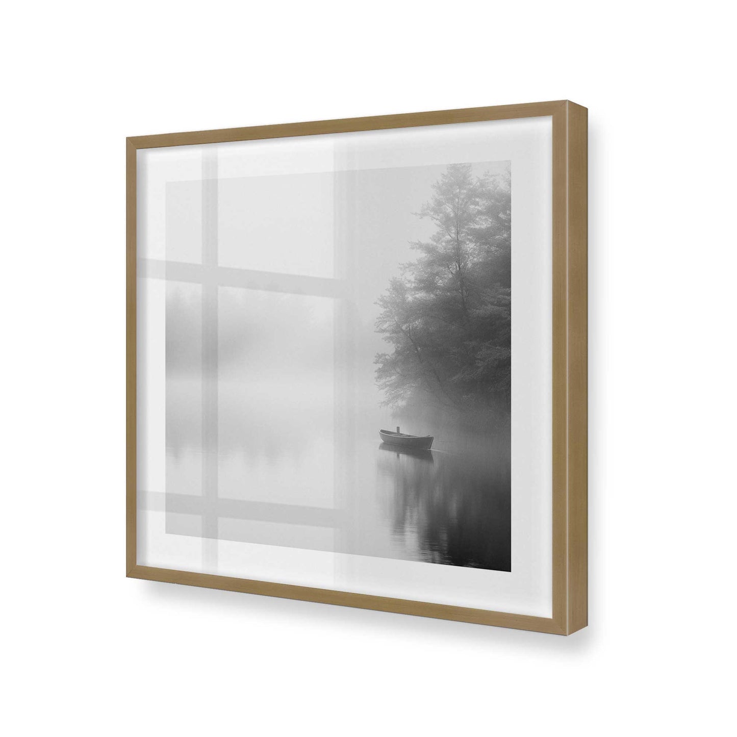 [Color:Brushed Gold], Picture of art in a Brushed Gold frame at an angle