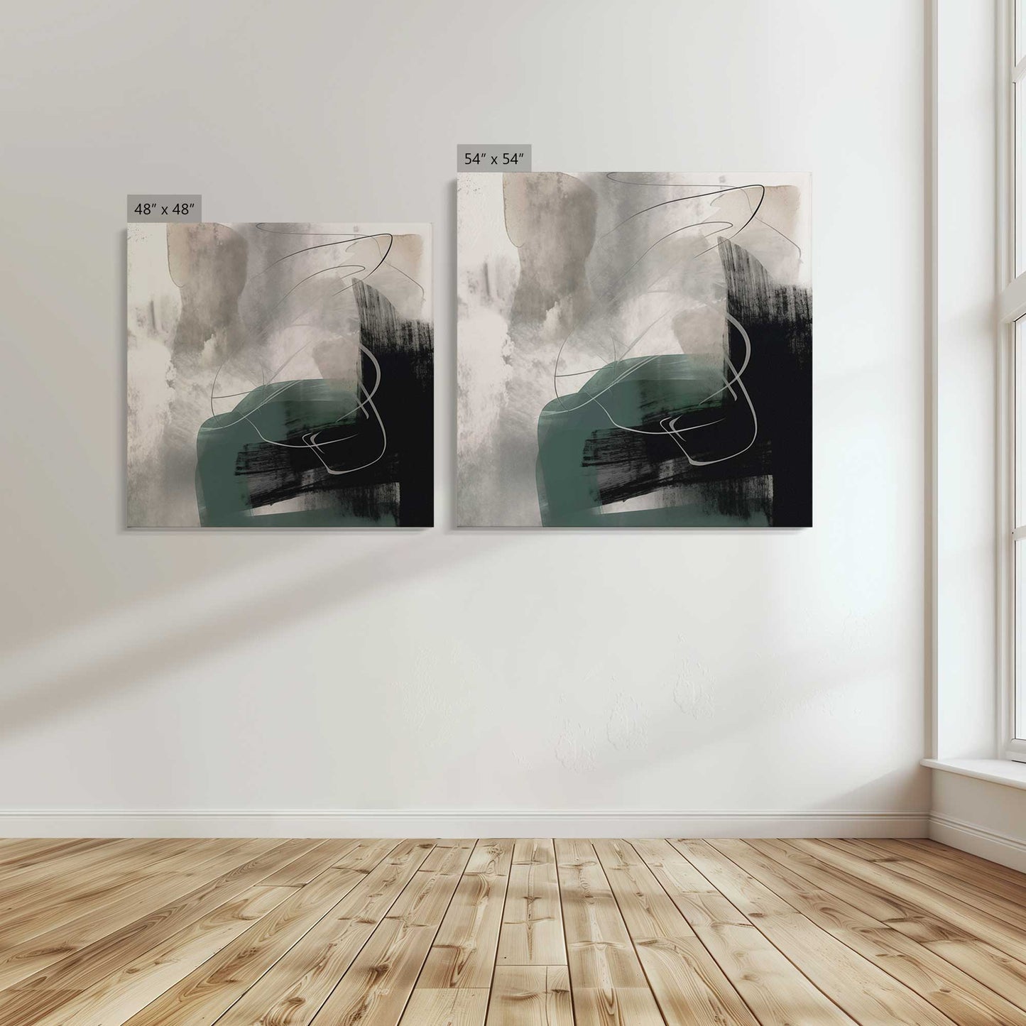 [Color:Stretched Canvas], Image showing the size comparisons