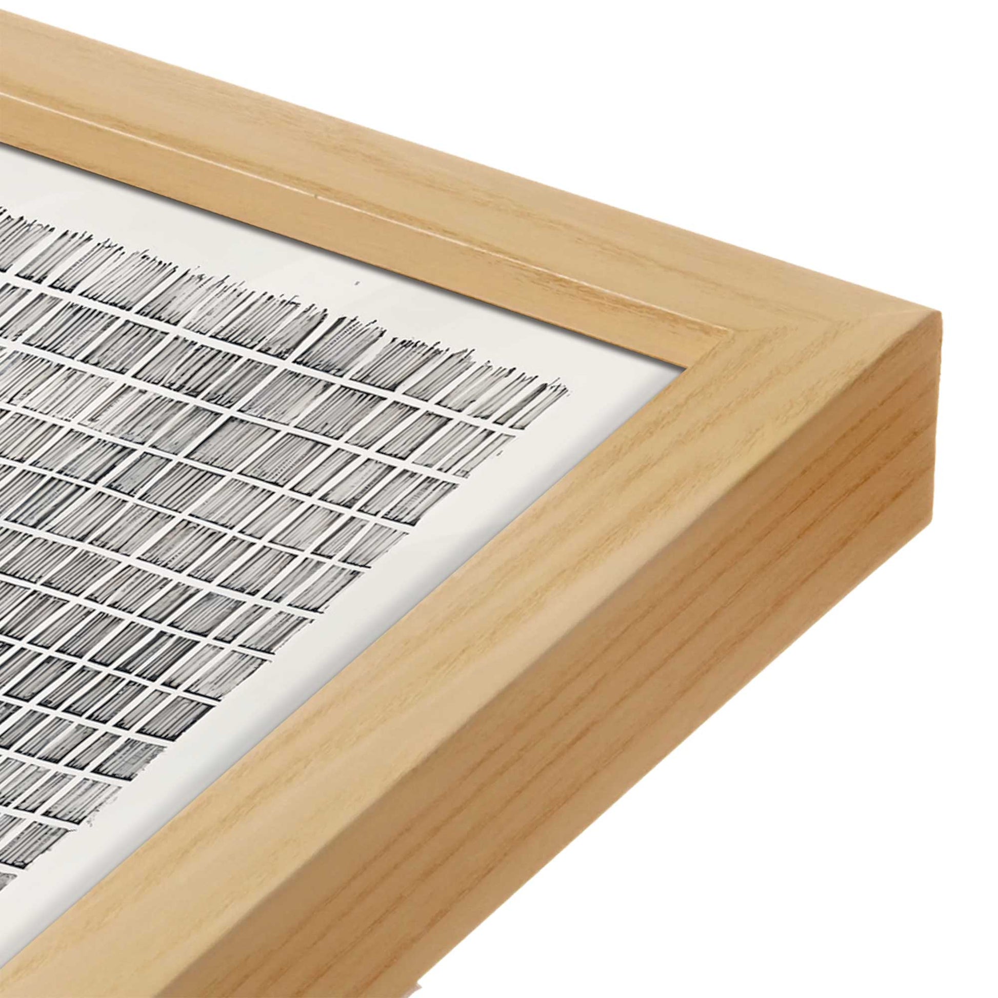 [Color:American Maple], Picture of art in a American Maple frame at an angle