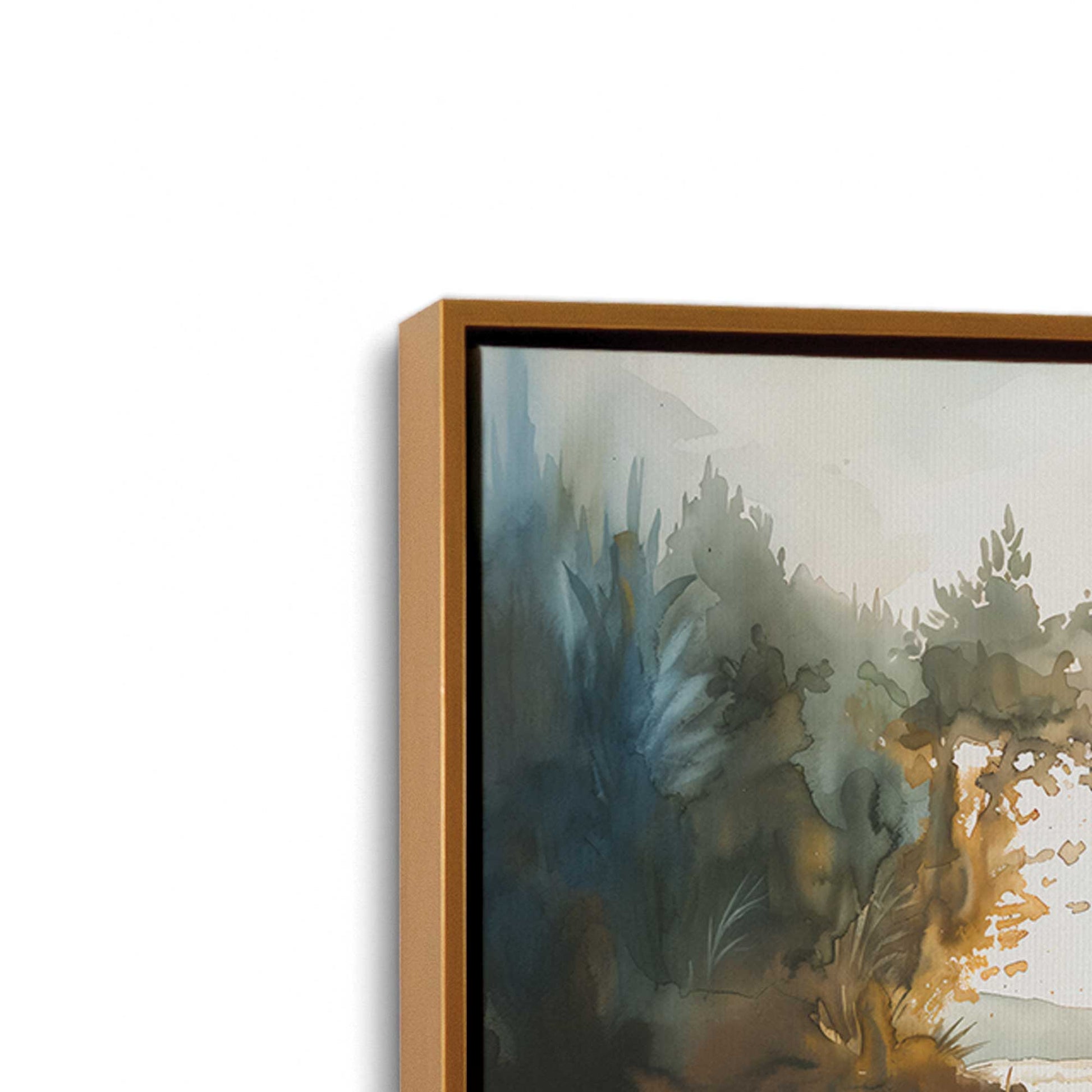 [Color:Polished Gold], Picture of art in a Polished Gold frame at an angle