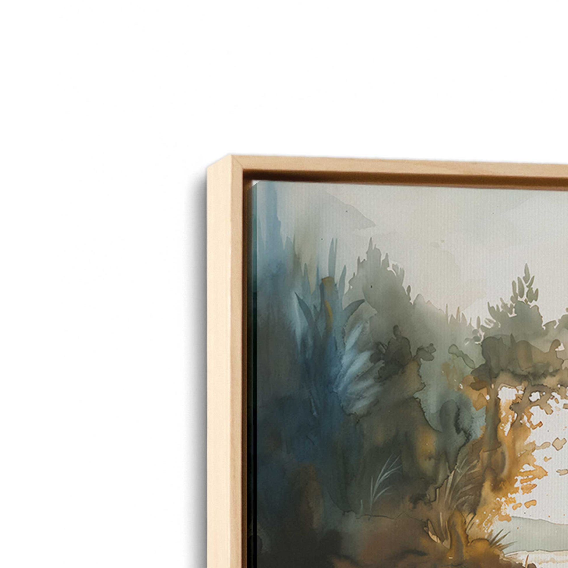 [Color:American Maple], Picture of art in a American Maple frame at an angle