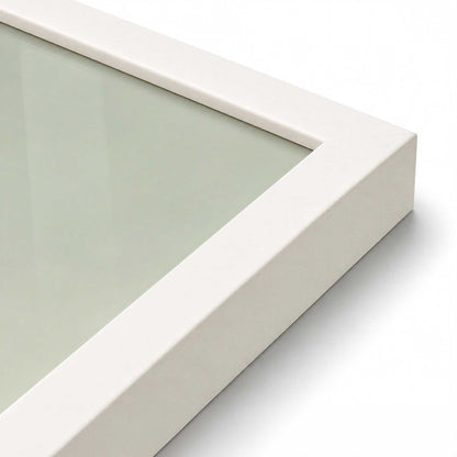 [Color:Opaque White], Picture of art in a Polished Chrome frame at an angle