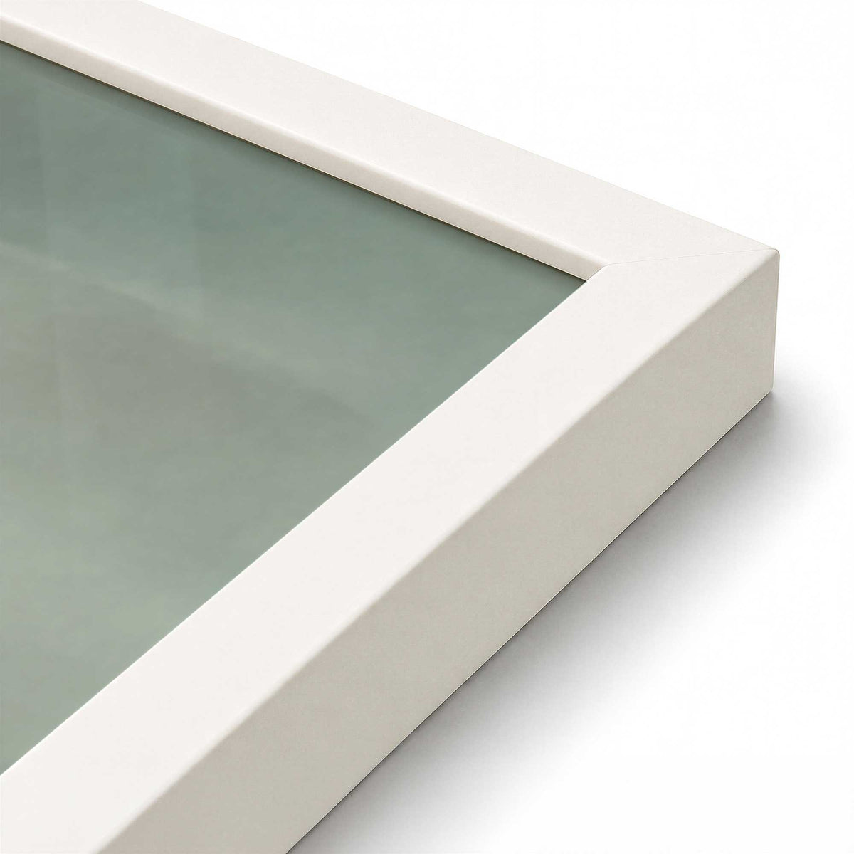 [Color:Opaque White], Picture of art in a Polished Chrome frame at an angle