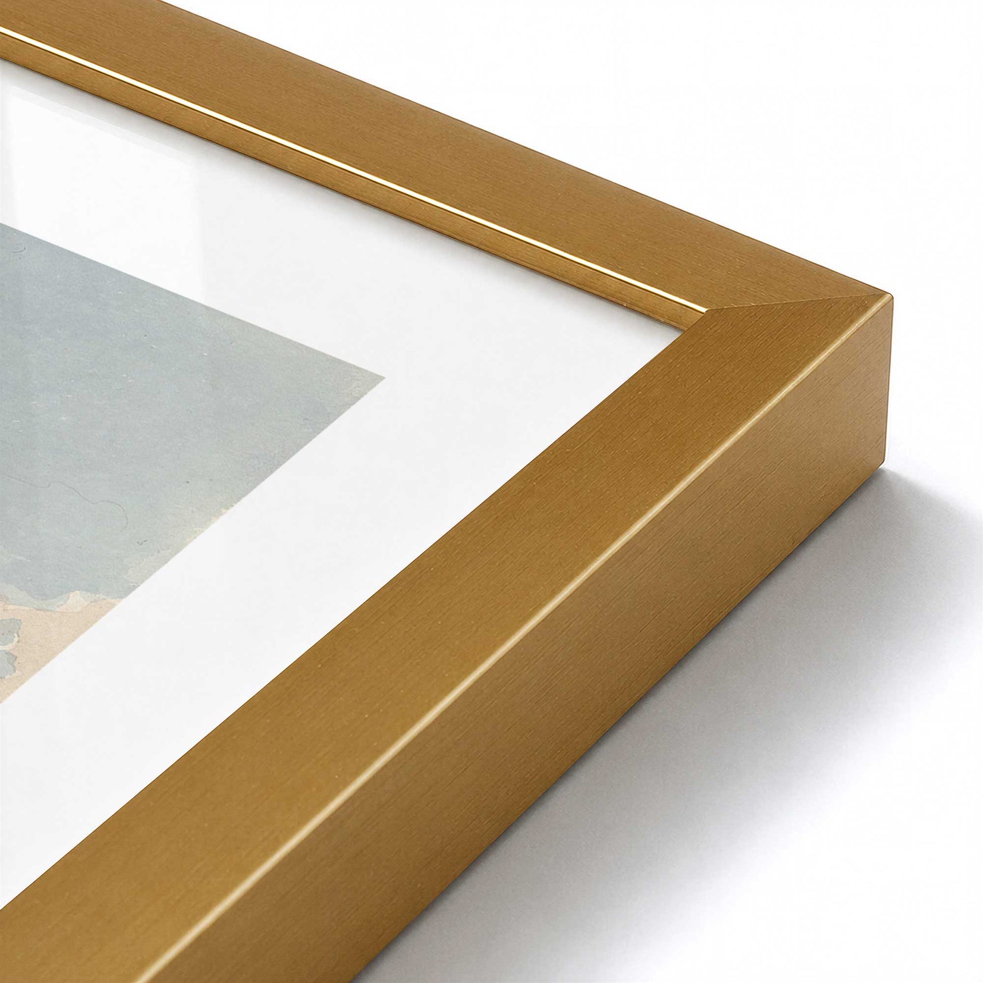 [Color:Polished Gold], Picture of art in a Polished Chrome frame at an angle