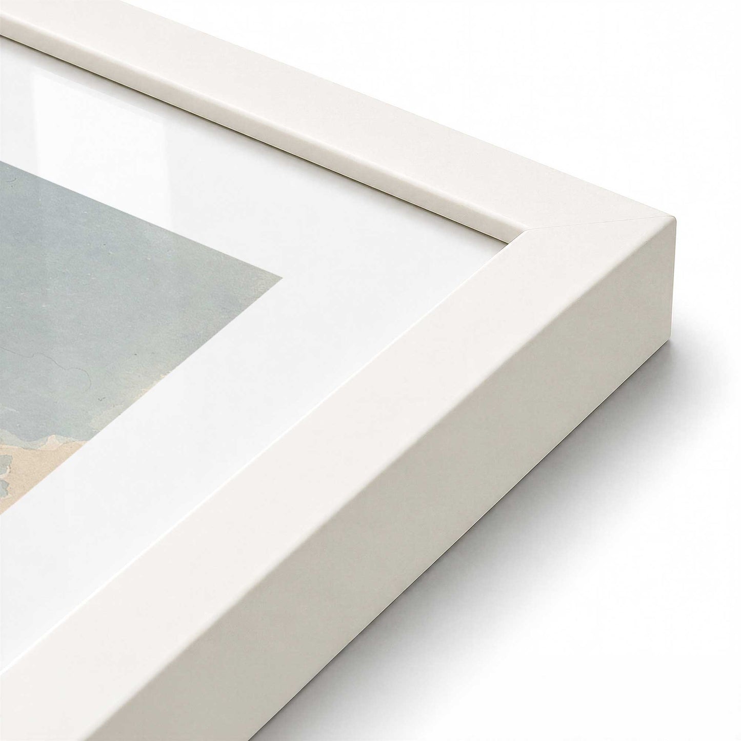 [Color:Opaque White], Picture of art in a Polished Chrome frame at an angle