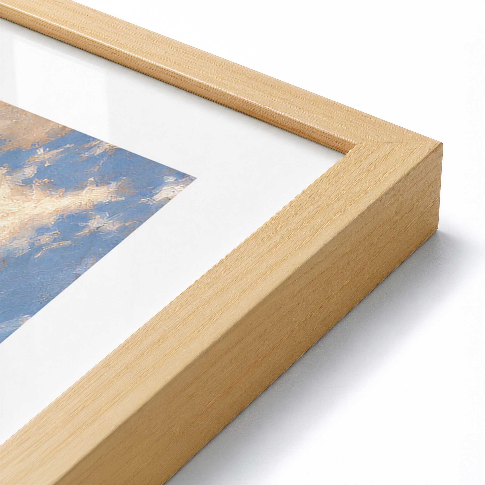 [Color:American Maple], Picture of art in a American Maple frame at an angle
