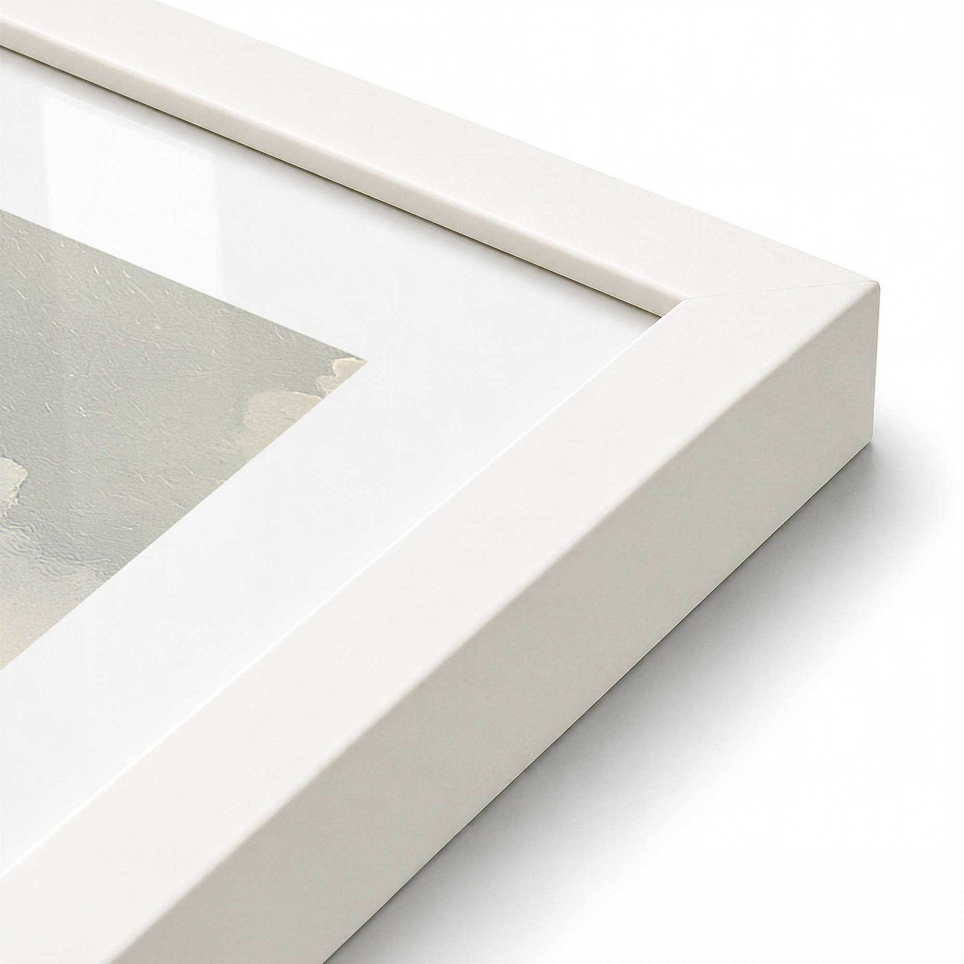 [Color:Opaque White], Picture of art in a Polished Chrome frame at an angle