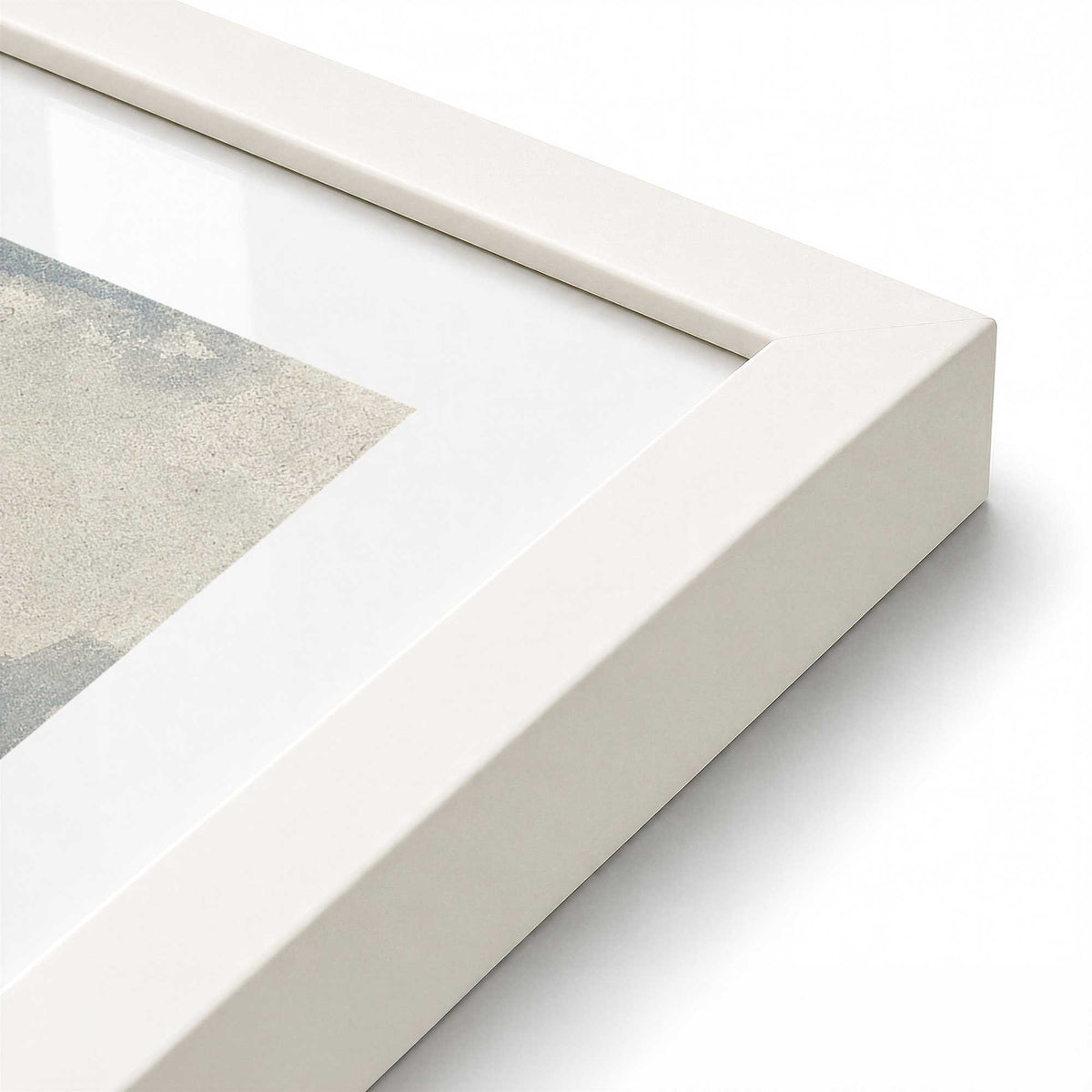 [Color:Opaque White], Picture of art in a Polished Chrome frame at an angle