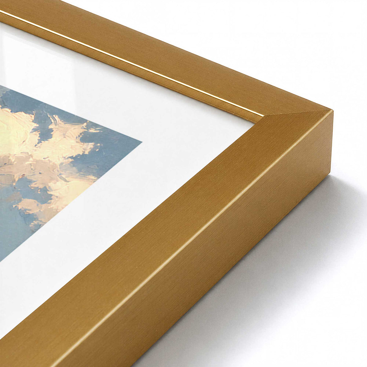 [Color:Polished Gold], Picture of art in a Polished Gold frame at an angle