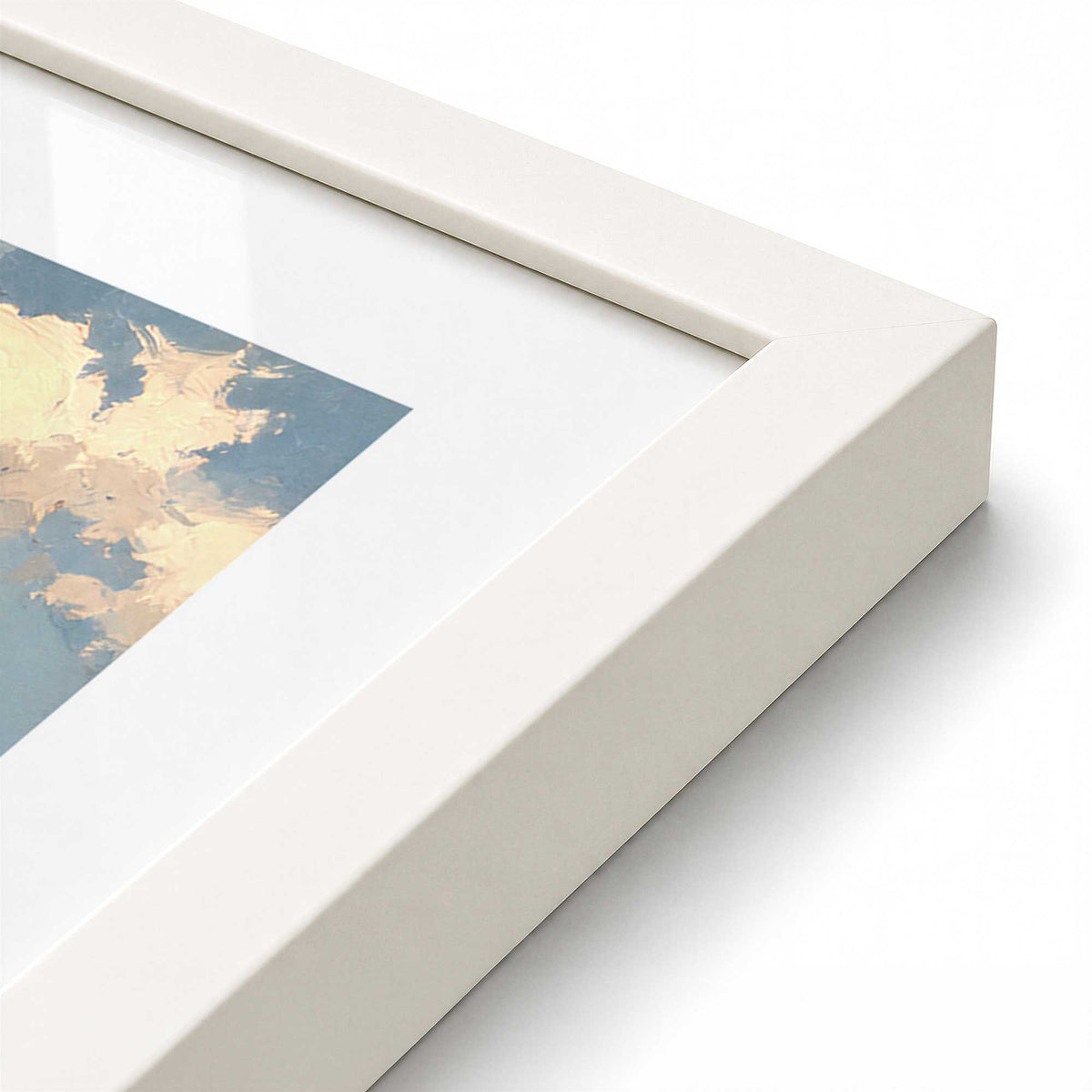 [Color:Opaque White], Picture of art in a Opaque White frame at an angle
