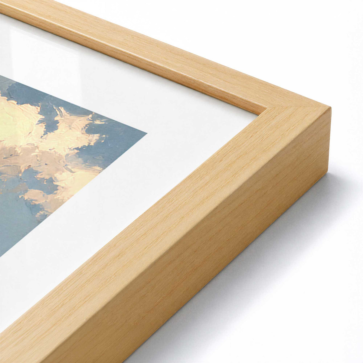[Color:American Maple], Picture of art in a American Maple frame at an angle