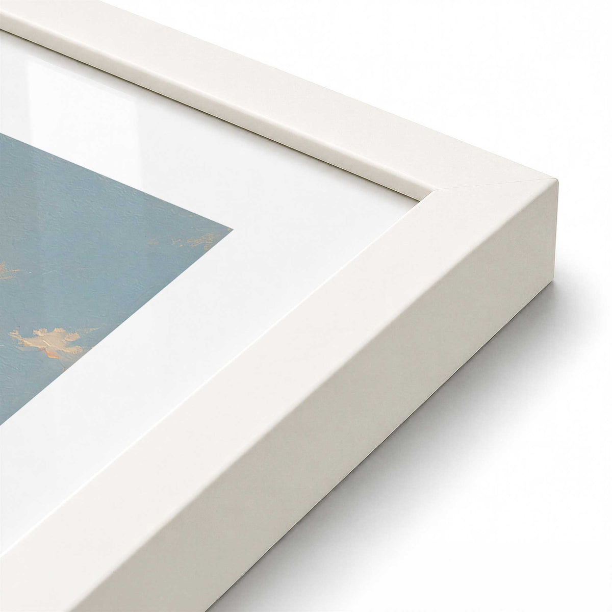 [Color:Opaque White], Picture of art in a Polished Chrome frame at an angle