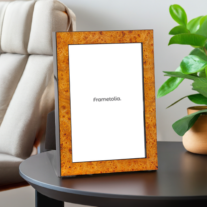 Orange Burlwood Narrow Width Wood Table Top Frame