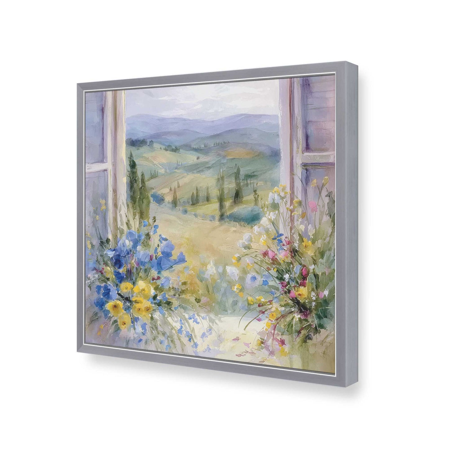 [Color:Polished Chrome], Picture of art in a Polished Chrome frame of the corner