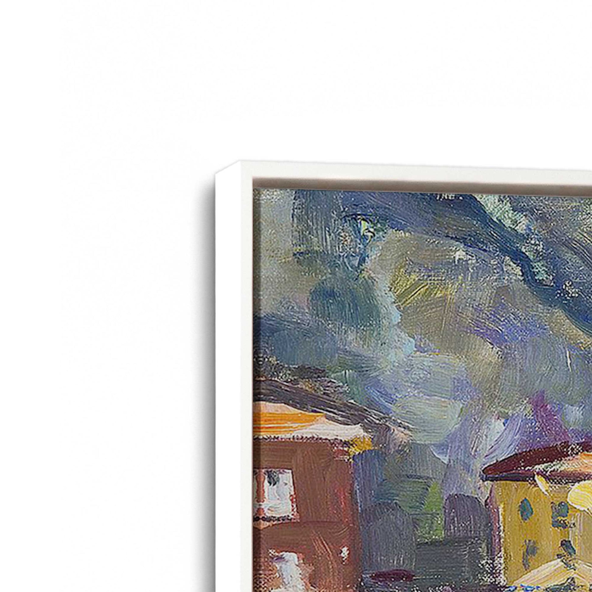 [Color:White], Picture of art in a White frame at an angle