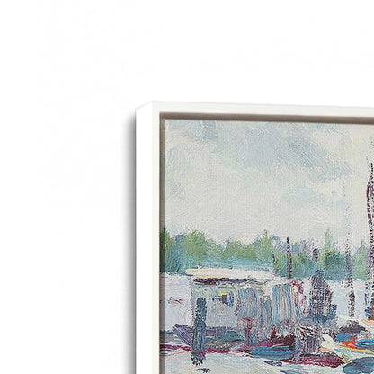 [Color:White], Picture of art in a White frame at an angle