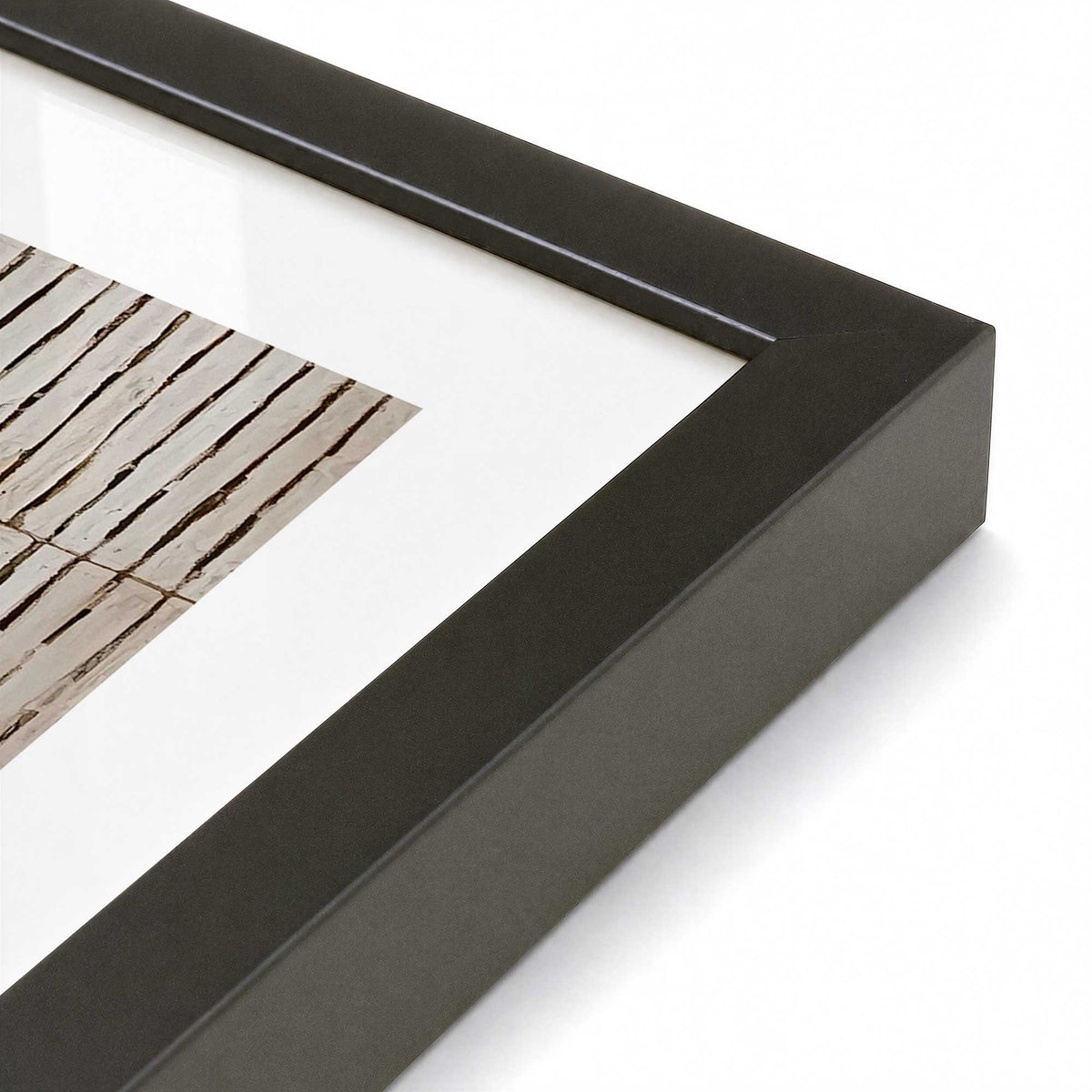 [Color:Satin Black], Picture of art in a Polished Chrome frame at an angle