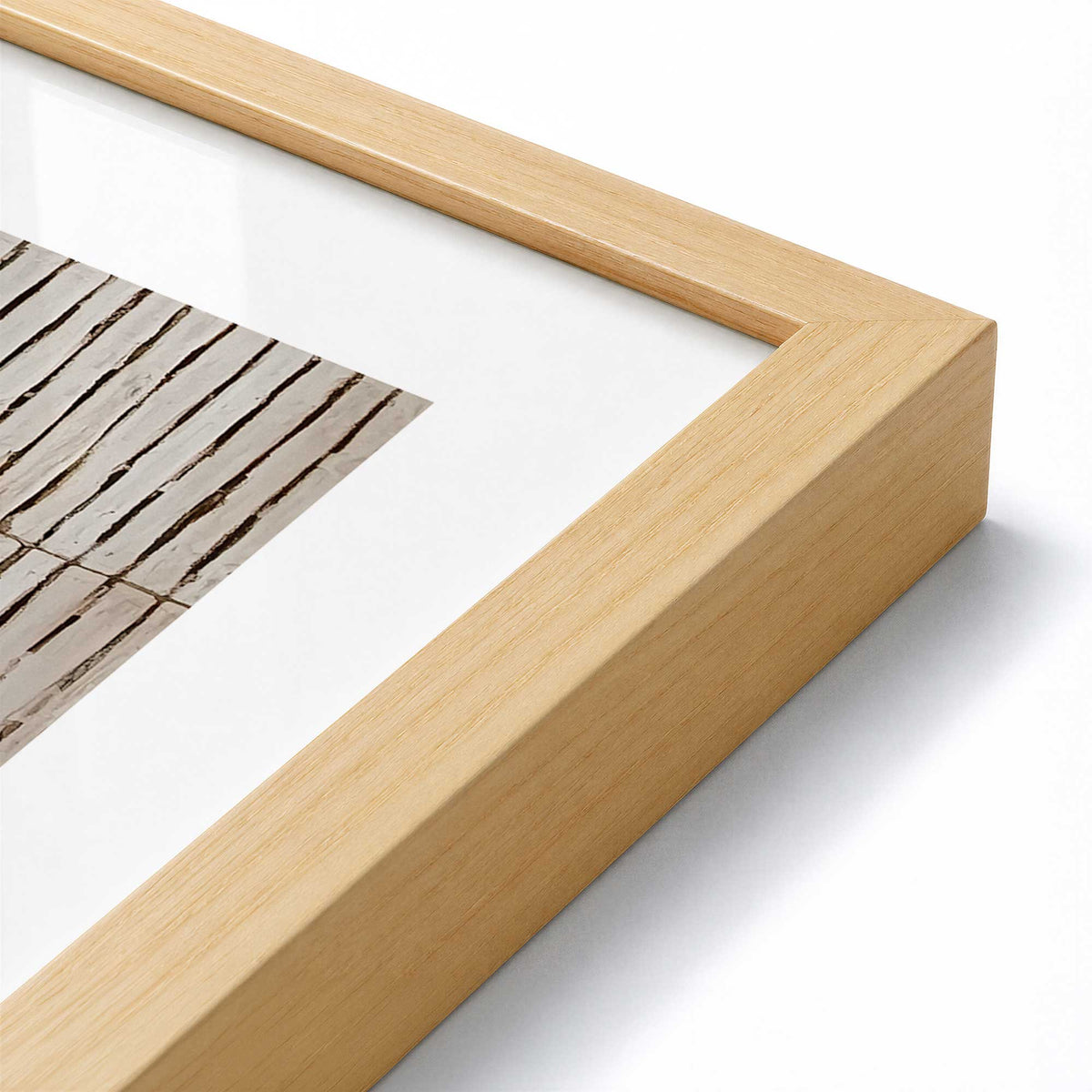 [Color:American Maple], Picture of art in a Polished Chrome frame at an angle