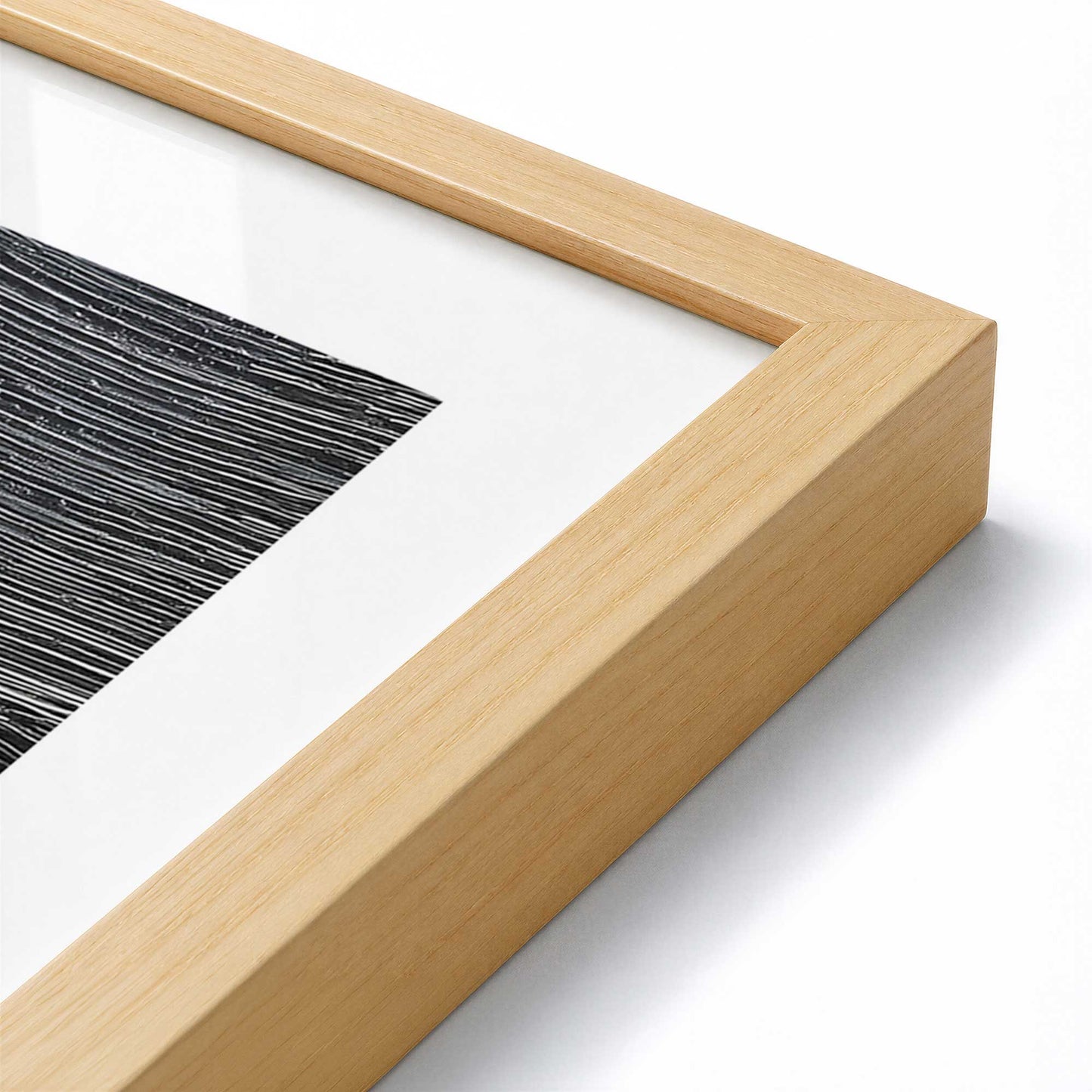 [Color:American Maple], Picture of art in a American Maple frame at an angle