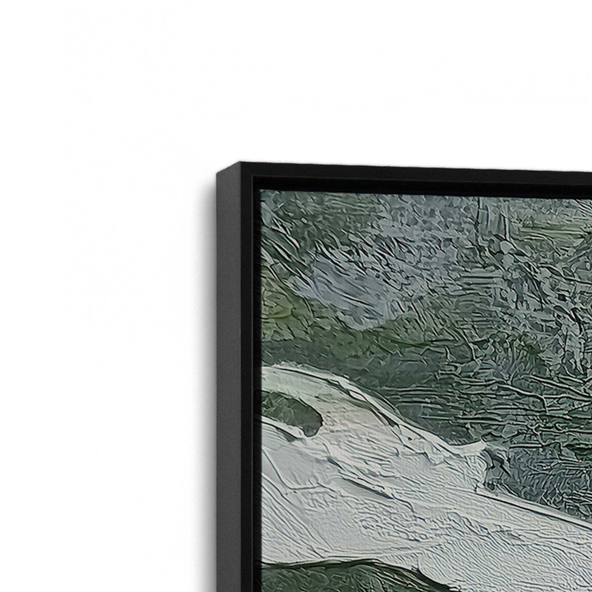 [Color:Satin Black], Picture of art in a Satin Black frame at an angle
