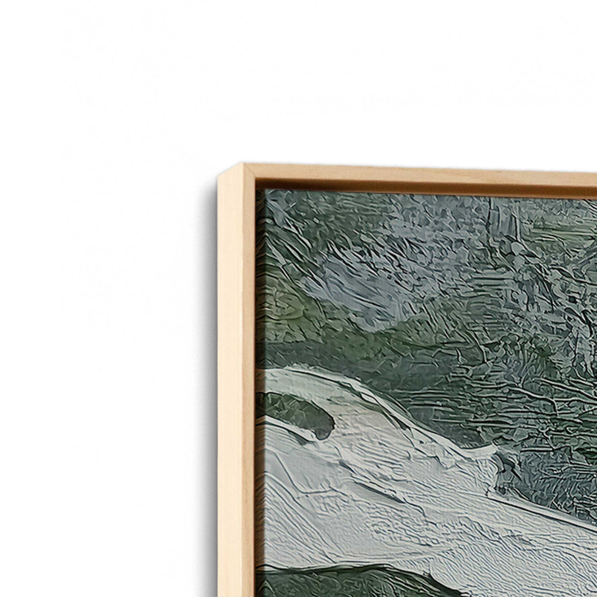 [Color:American Maple], Picture of art in a American Maple frame at an angle