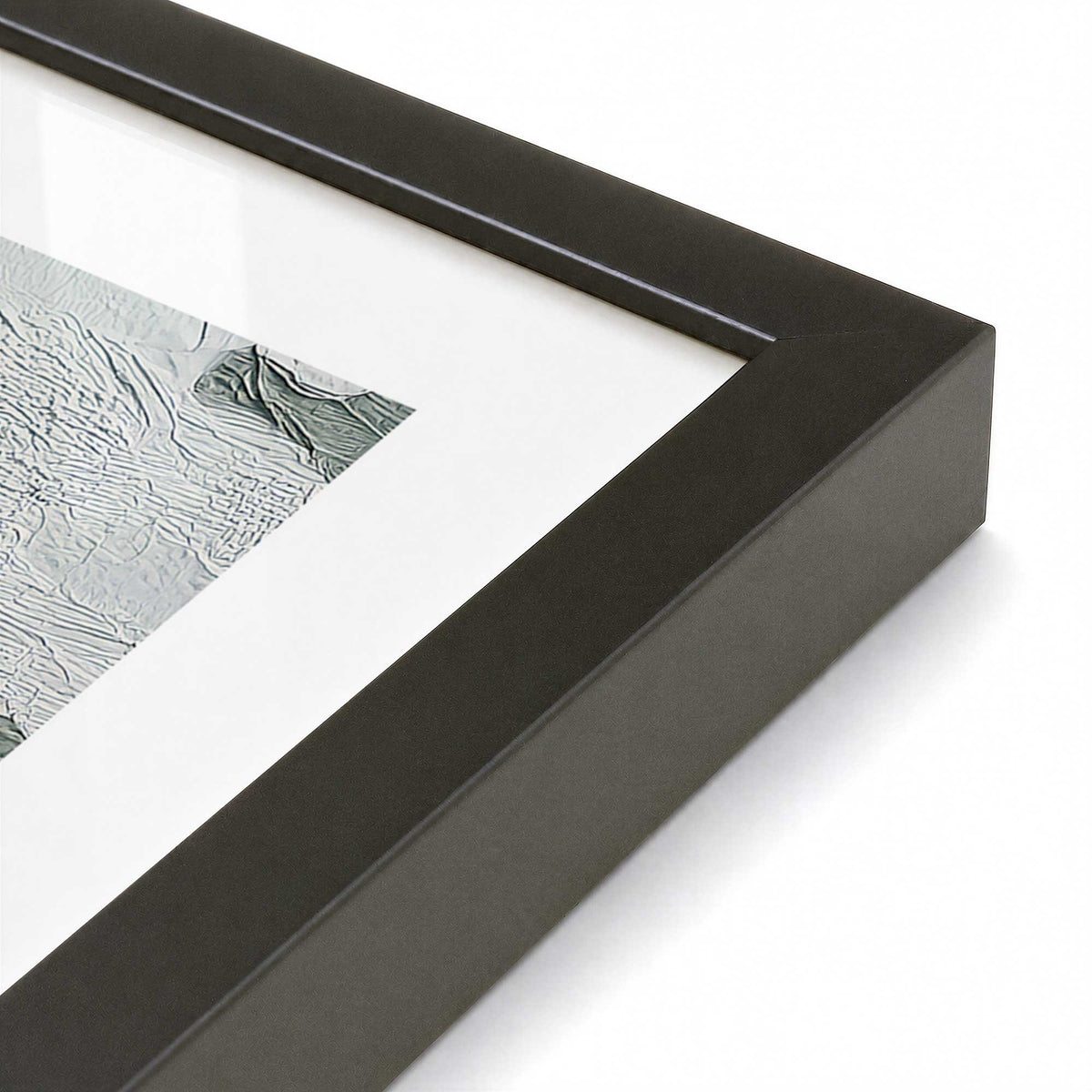[Color:Satin Black], Picture of art in a Satin Black frame at an angle