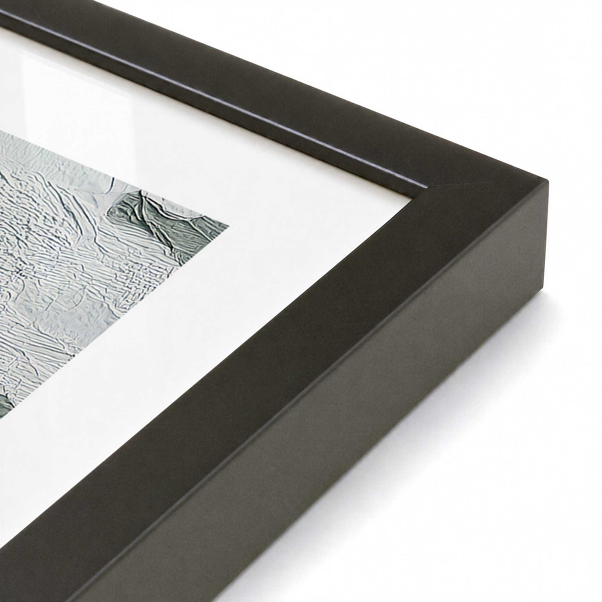 [Color:Satin Black], Picture of art in a Satin Black frame at an angle