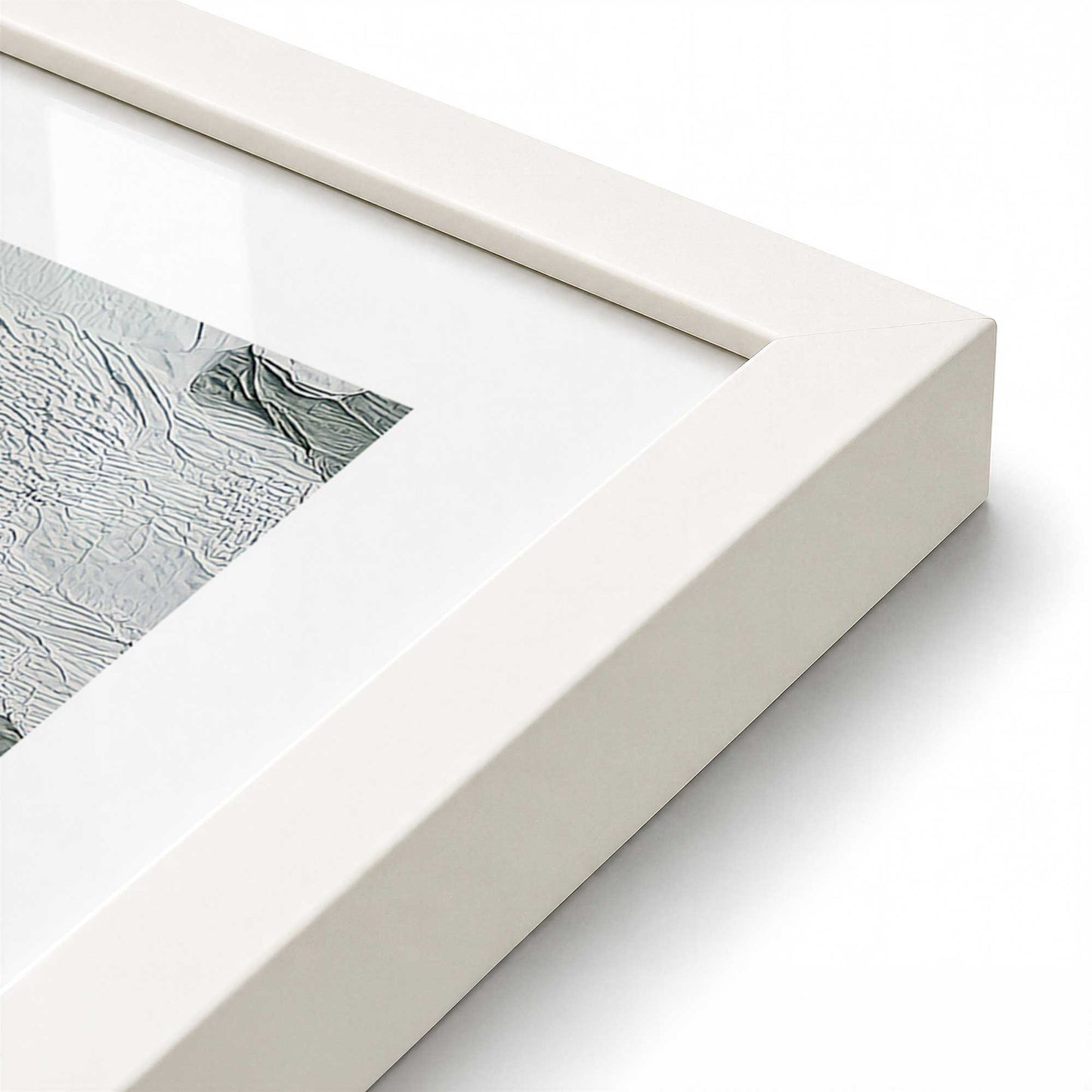 [Color:Opaque White], Picture of art in a Opaque White frame at an angle