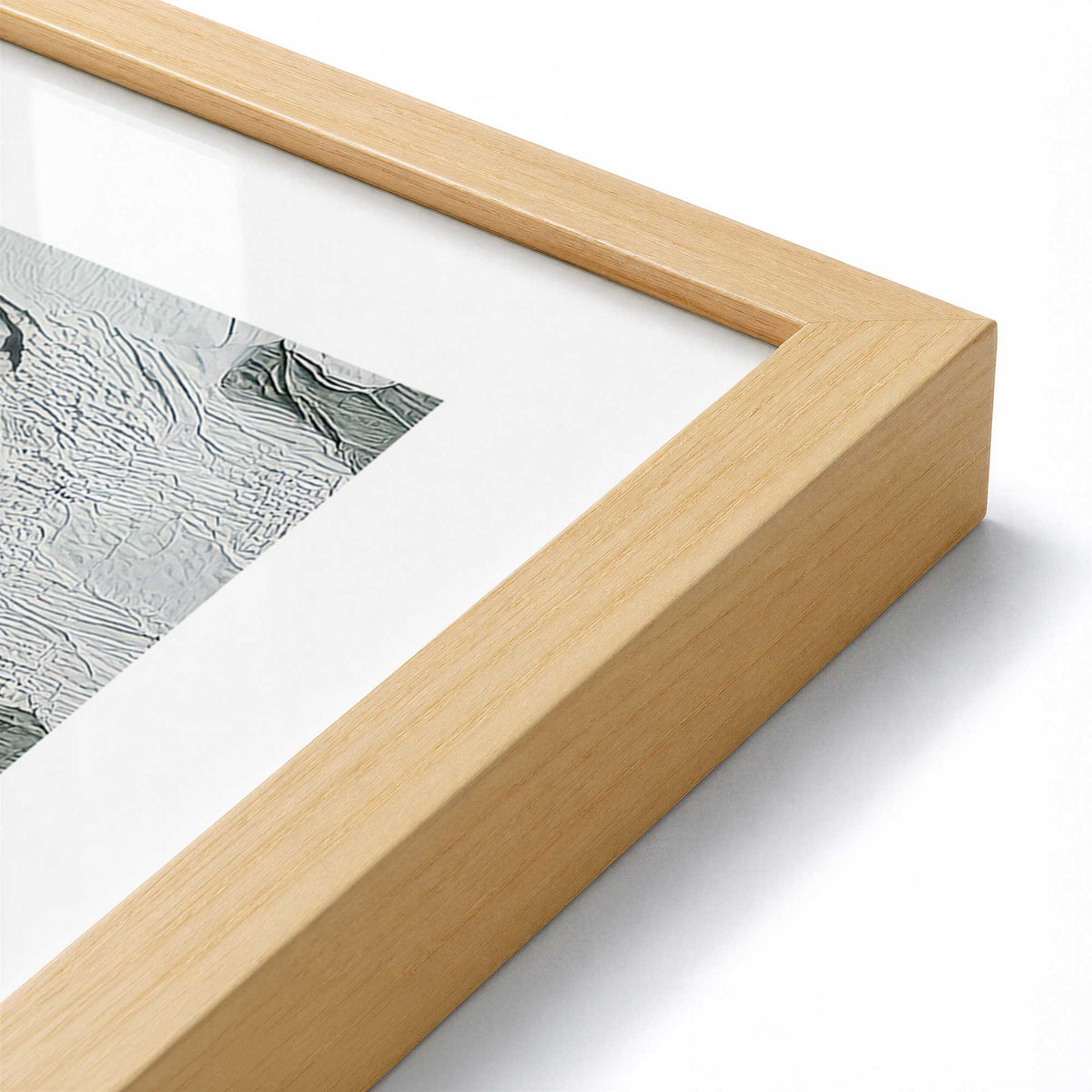 [Color:American Maple], Picture of art in a American Maple frame at an angle
