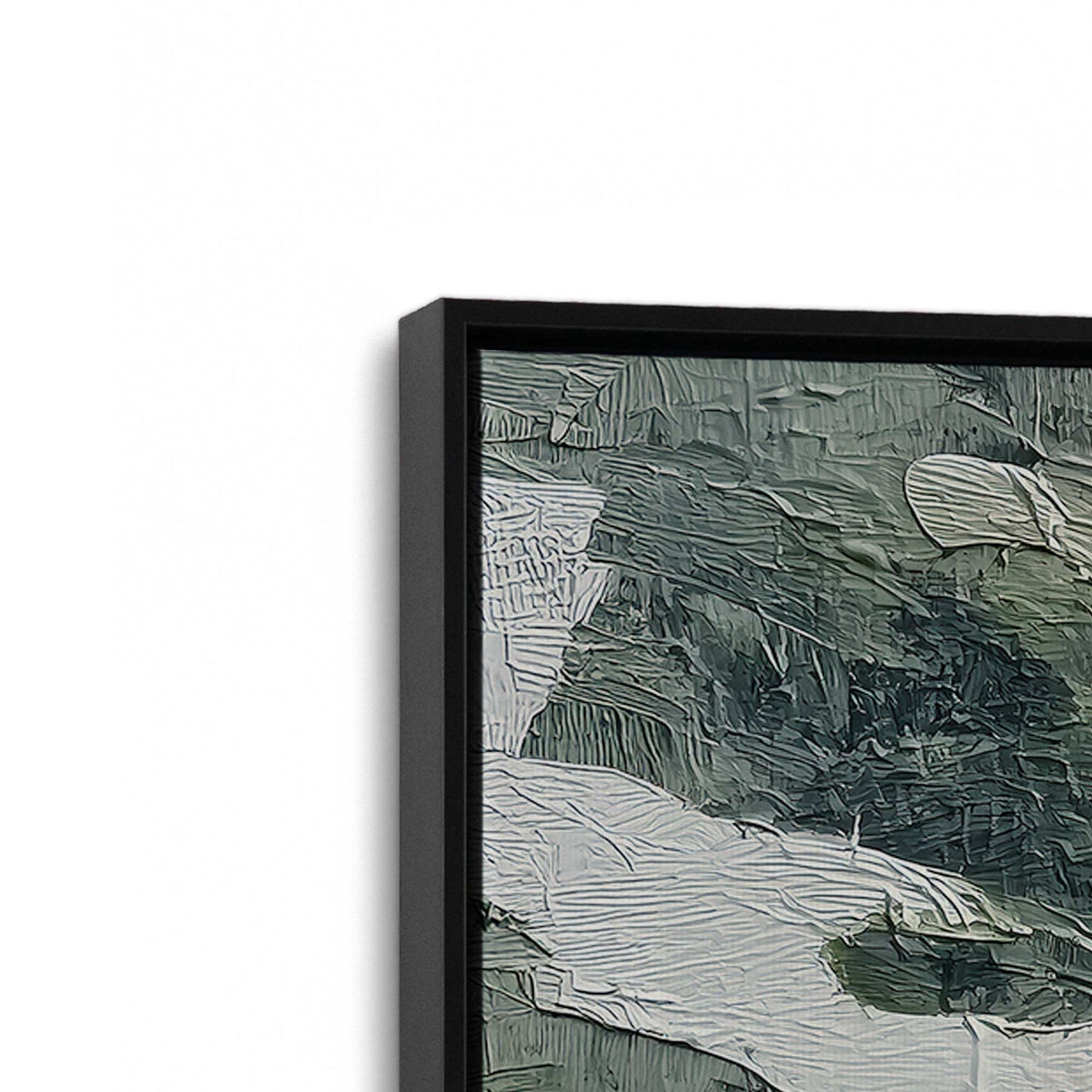 [Color:Satin Black], Picture of art in a Satin Black frame at an angle