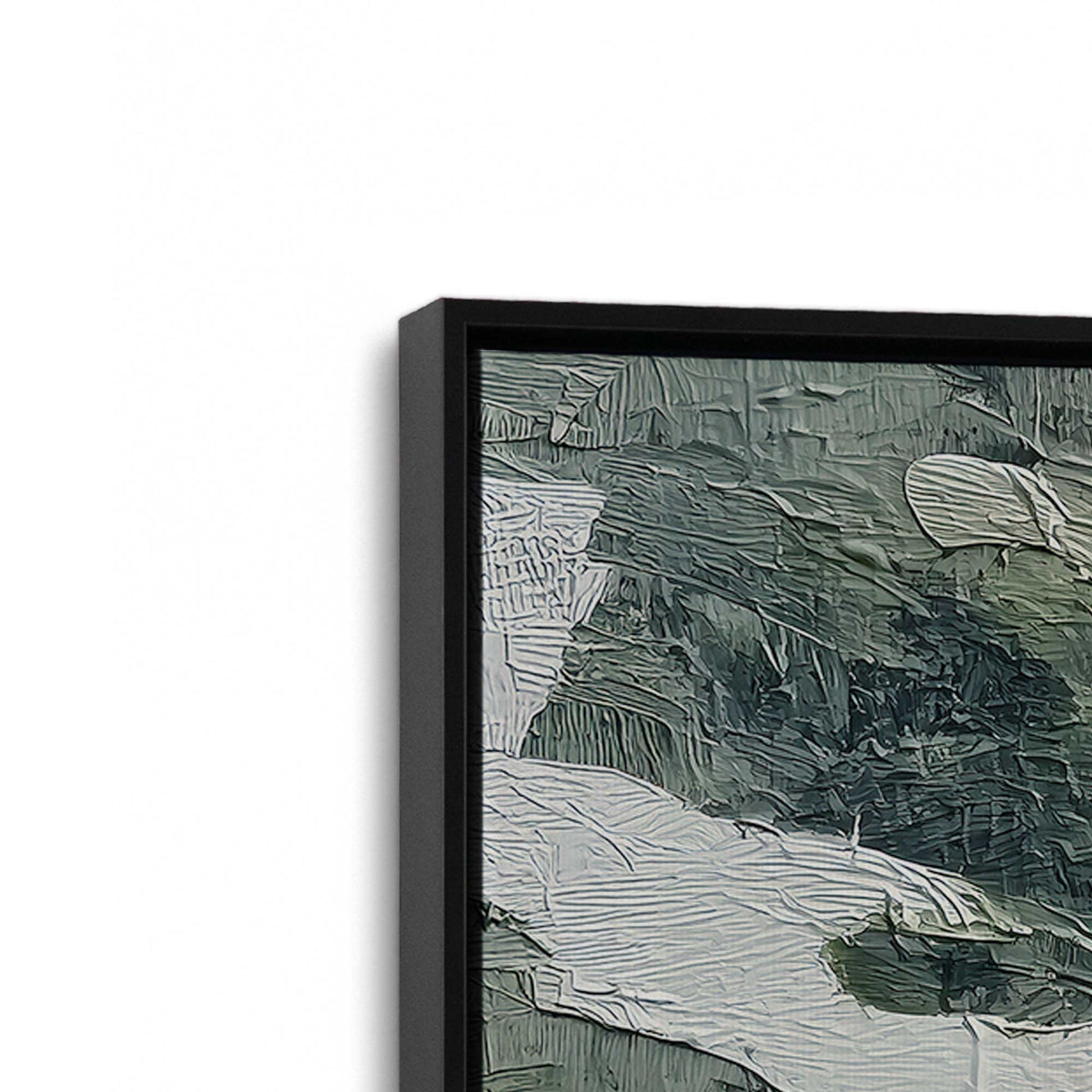 [Color:Satin Black], Picture of art in a Satin Black frame at an angle