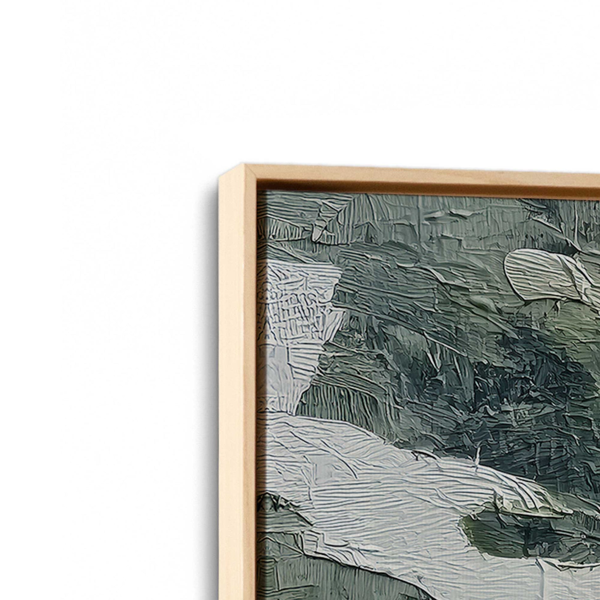 [Color:American Maple], Picture of art in a American Maple frame at an angle